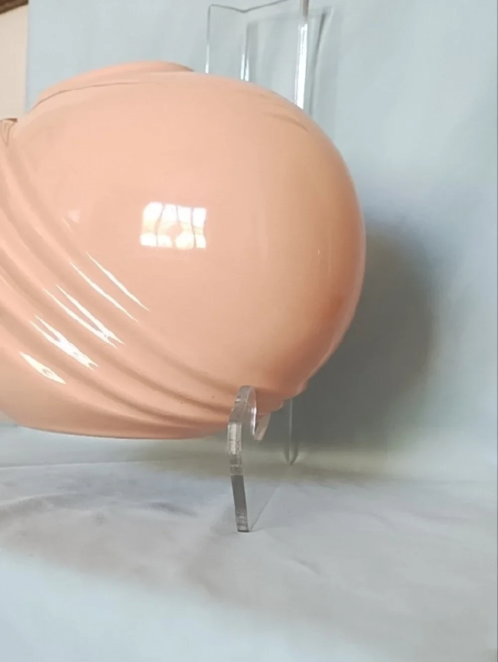 Vintage 80's Art Deco Glossy Peach Ceramic Decorative Vase Neo Deco Home Accents